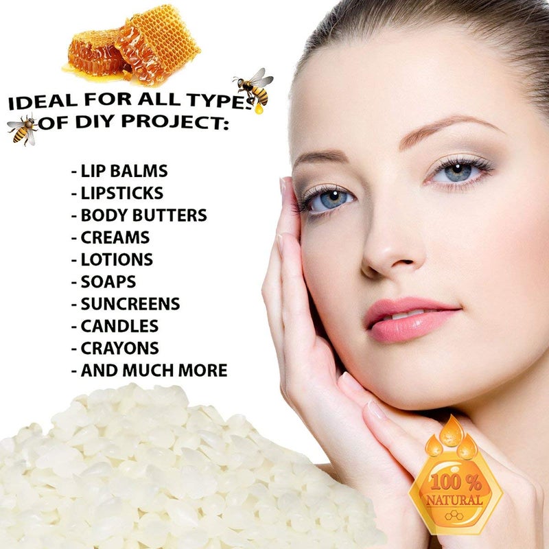 Howemon White Beeswax Pellets 5 lb 100% Pure and Natural Triple Filtered for Skin, Face, Body and Hair Care DIY Creams, Lotions, Lip Balm and Soap Making Supplies - Image 2